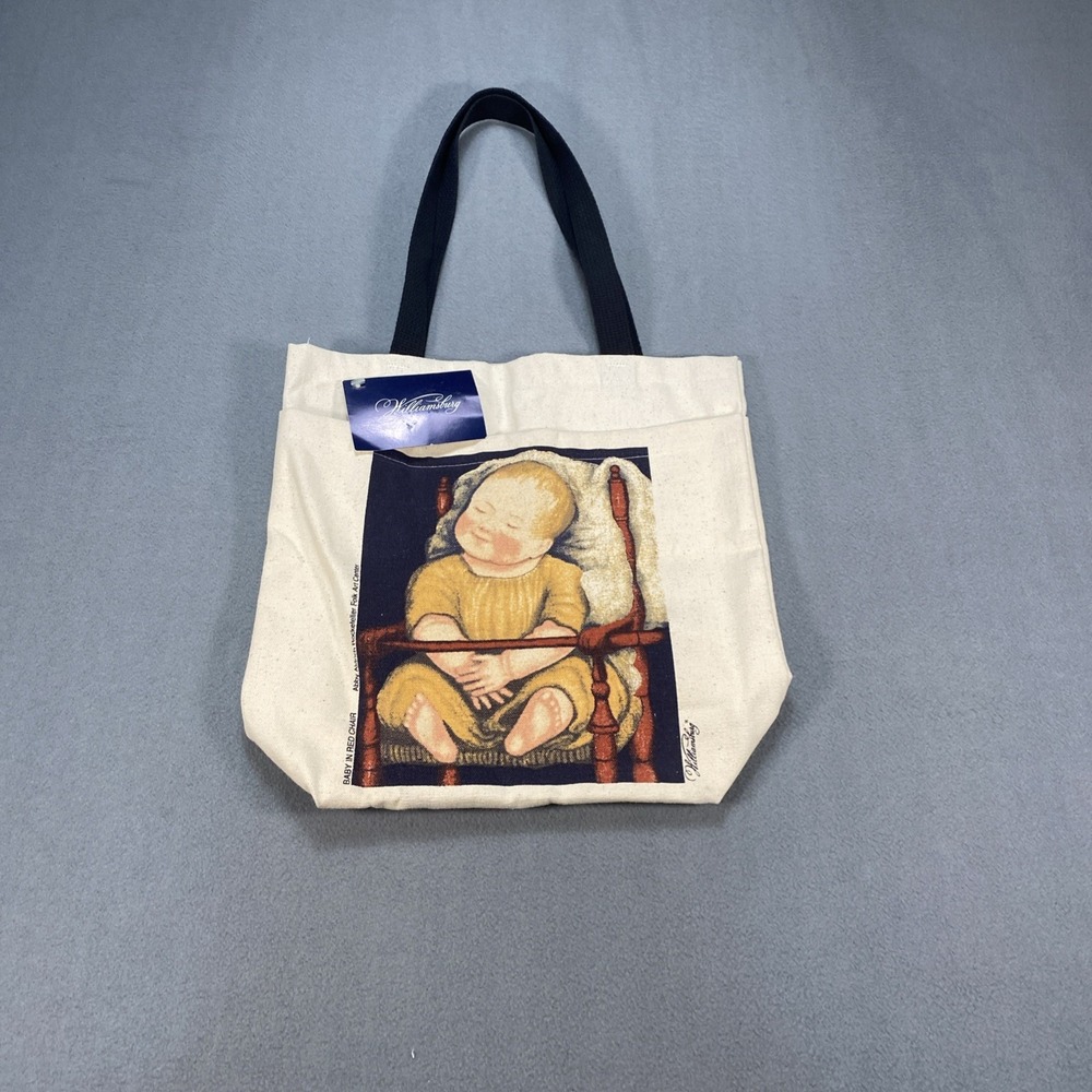 Abby Aldrich Rockefeller Art On Canvas Tote Bag Baby In Red Chair NWT